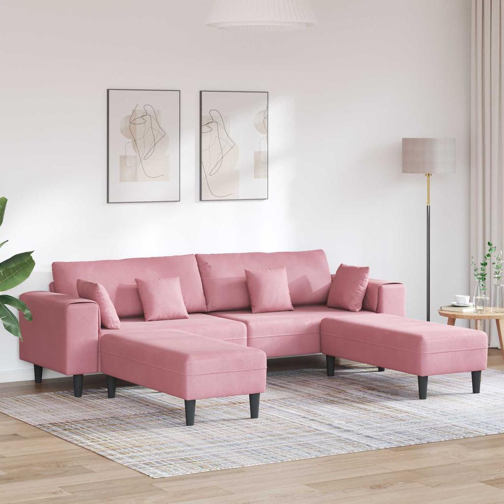 Sofa 3 Pcs Pink 250 X 188 X 76 Cm Velvet