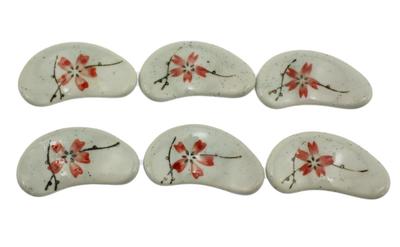 Speed Mao Cherry Blossom Simple Round Ceramic Chopstick Set of White Rests, 6,