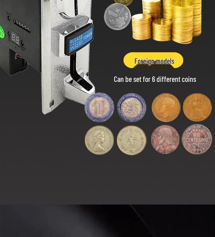 616 Multi-Currency Coin Acceptor for Vending and Claw Machines (Accepts 1 Yuan, 5 Jiao, and Foreign Coins)