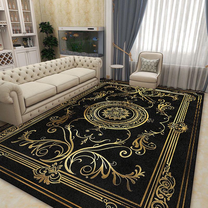 Luxurious Large Area Carpet Living Room Black Gold Decoration Sofa Area Non-slip Floor Mat Home Bedroom Cloakroom Rugs 200x400cm