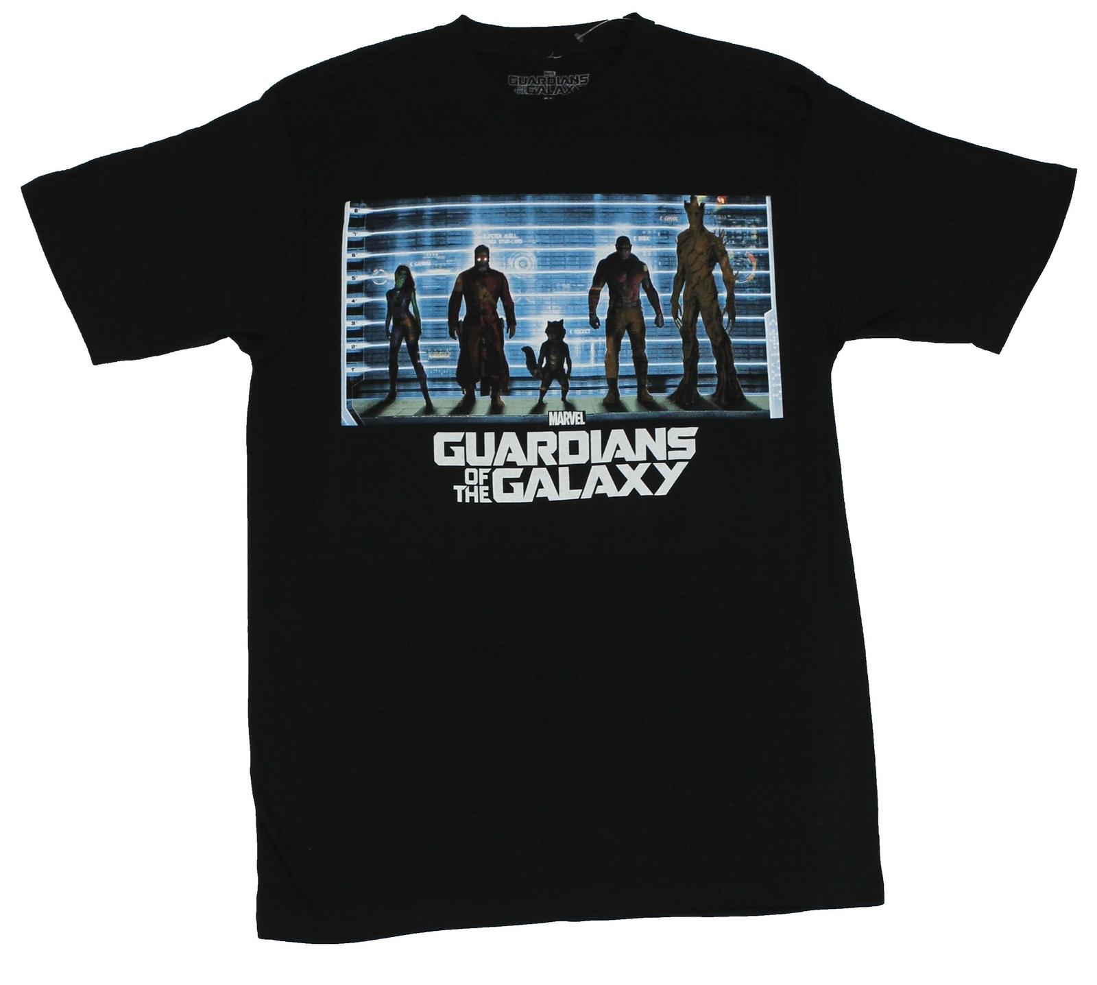Guardians of The Galaxy Mens T-shirt Police Lineup Blue Boxed Background Image S