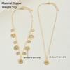 2Pcs Gold Color Textured Coin Fringe Tiered Necklace Set Chunky Disc Pendant Layered Choker Fashion Y-Necklace for Party Gifts