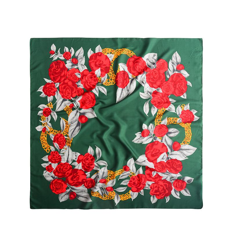 Foulard Stampati Primavera ed Estate, Foulard Quadrati 90 Fiore di Tè, Foulard da Donna Protezione Solare, Foulard, Accessori