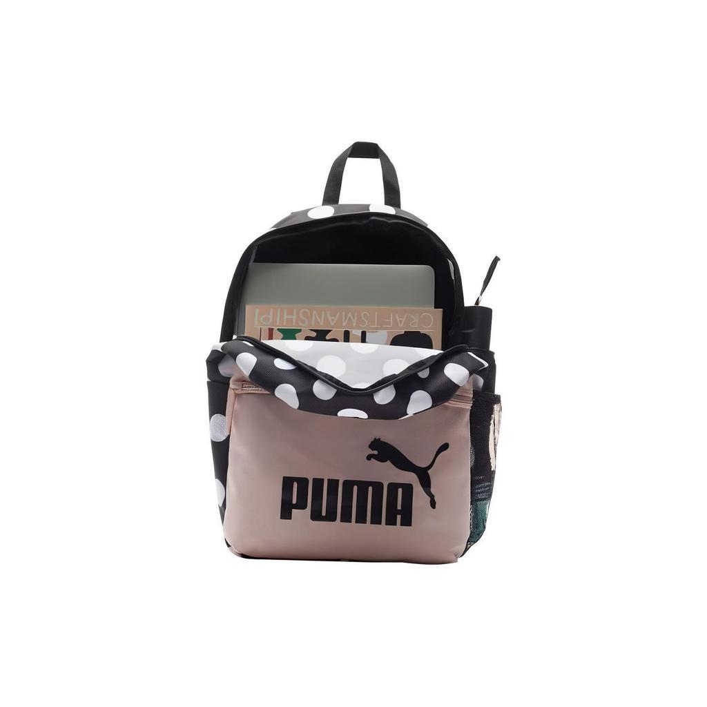 Puma Phase Aop Series Large Capacity White Dot Print Big Logo Backpack Unisex Backpack Black Pink 07804609