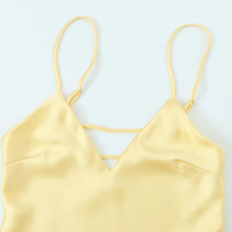 Dámské Růžové Šaty s Fleky na Špagetová Ramínka Letní Elegantní V-výstřih Přiléhavé Bez zad S volánky Vestidos Dámské Večerní Párty Šaty Nové