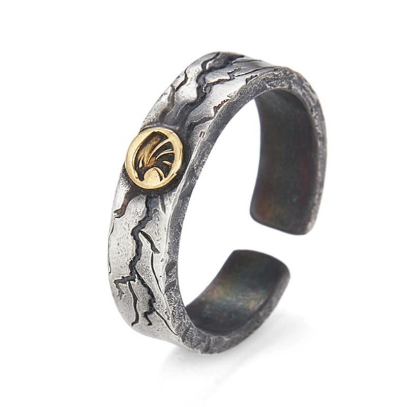 Vintage Cracked Open Ring Men Women Adjustable Plated Copper Midi Finger Retro Style