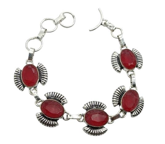 Ruby Gemstone Silver Plated Handmade Bracelet Jewelry BR 83