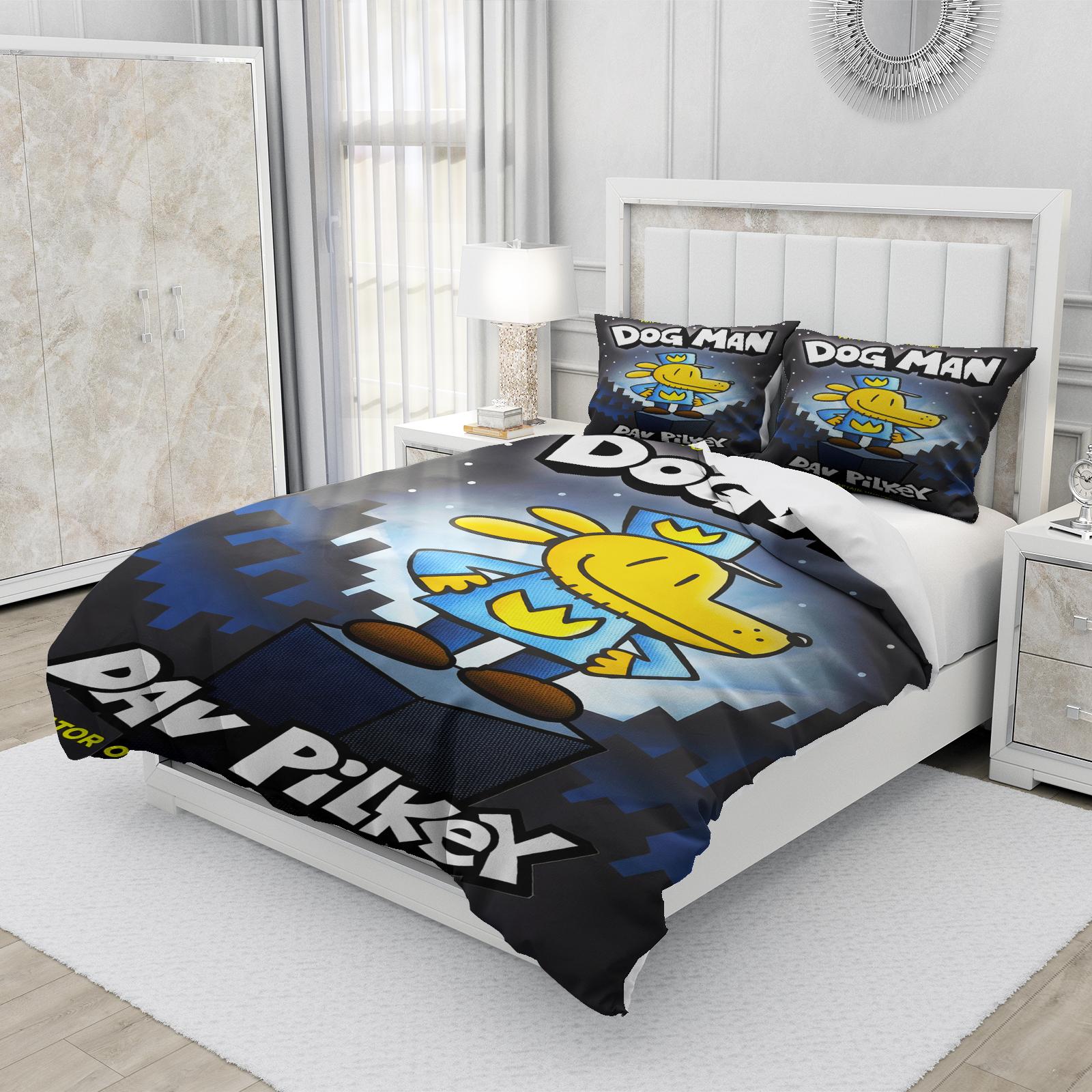 Parure de lit avec impression 3D de dessin animé chien et homme, ensemble de literie pour garçons et filles, taille double, Queen, housse de couette, taie d'oreiller, lit pour enfants et adultes, mode textile de maison 90×200cm
