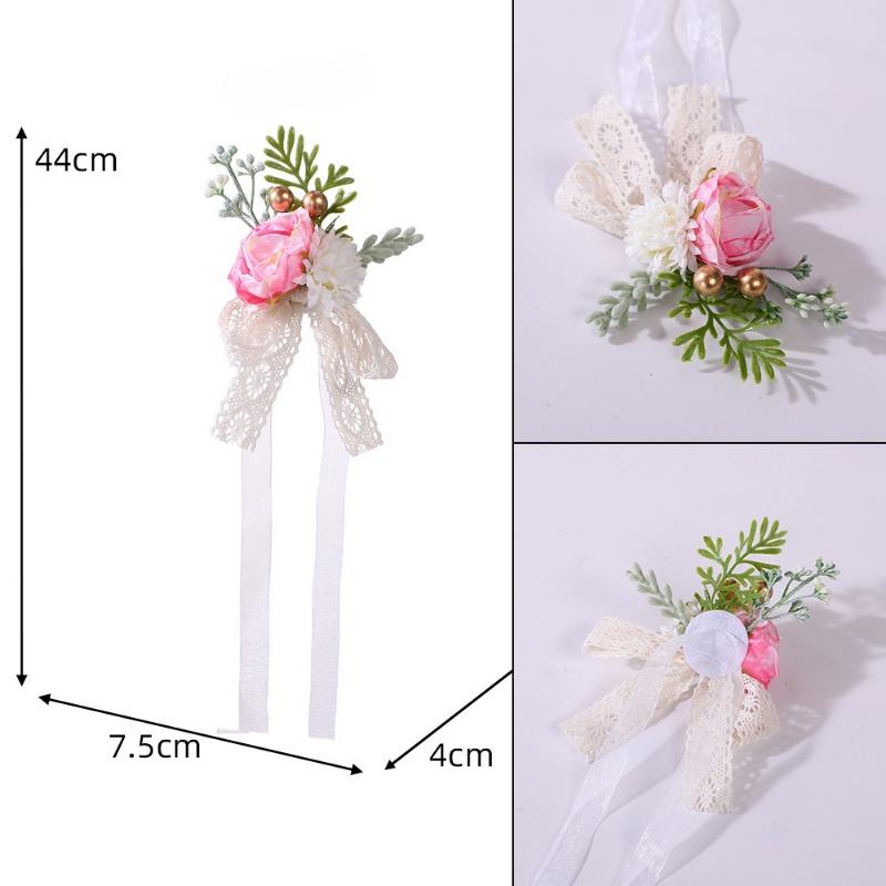 Bride Bridesmaid Brooch Wrist Flower Artificial Rose Brooch Opening Ceremony Sister Lapel