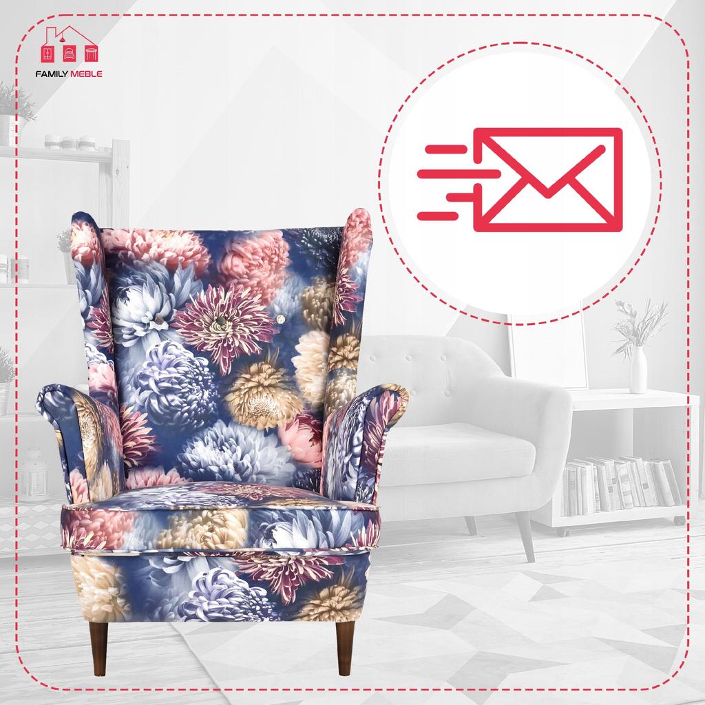 ARI PRINT Scandinavian Family Furniture Wing Chair Peonies Flowers Grandma