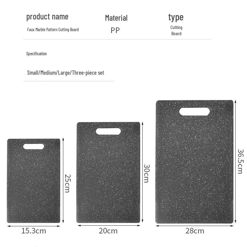 Three-Piece Marble and Plastic Cutting Board Set for Vegetables and Household Use