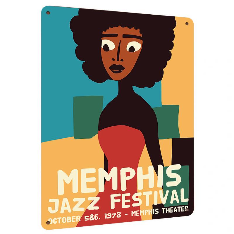 

Vintage Memphis Jazz Festival Poster Tin Sign Home Decor Wall Art 20x30cm（7.8x11.8inch）