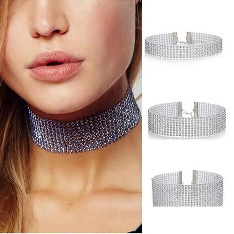 Dámský evropský styl Náhrdelník Bundle Neck Element Módní Šperky Punk Hip Hop Náhrdelník Náhrdelník Intarzie Štrasový límec Dárek