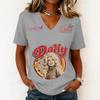 Women's Fashion Casual Letter Print V-Neck Short Sleeve Pullover Top