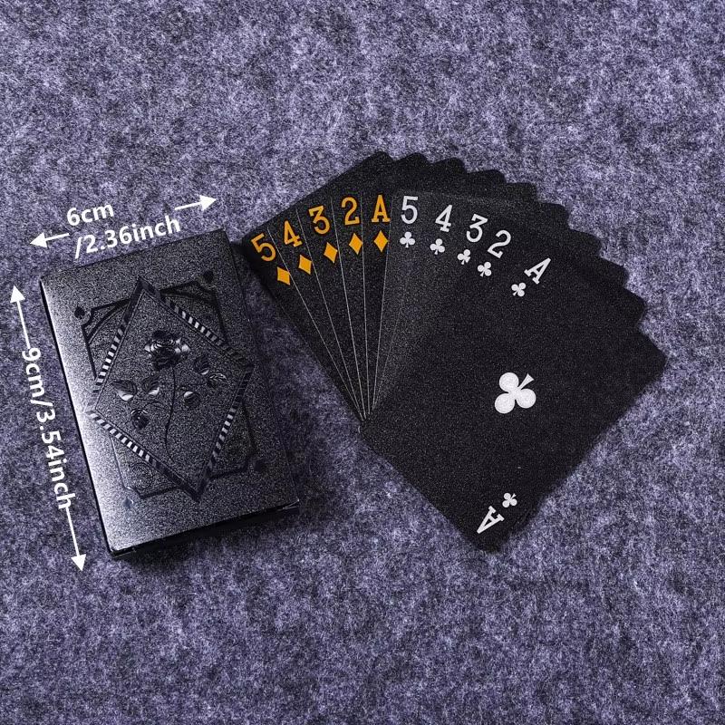Black Rose Frosted Waterproof Plastic Playing Cards Texas Poker Collection Commemorative Chess Set Practical Party Gift