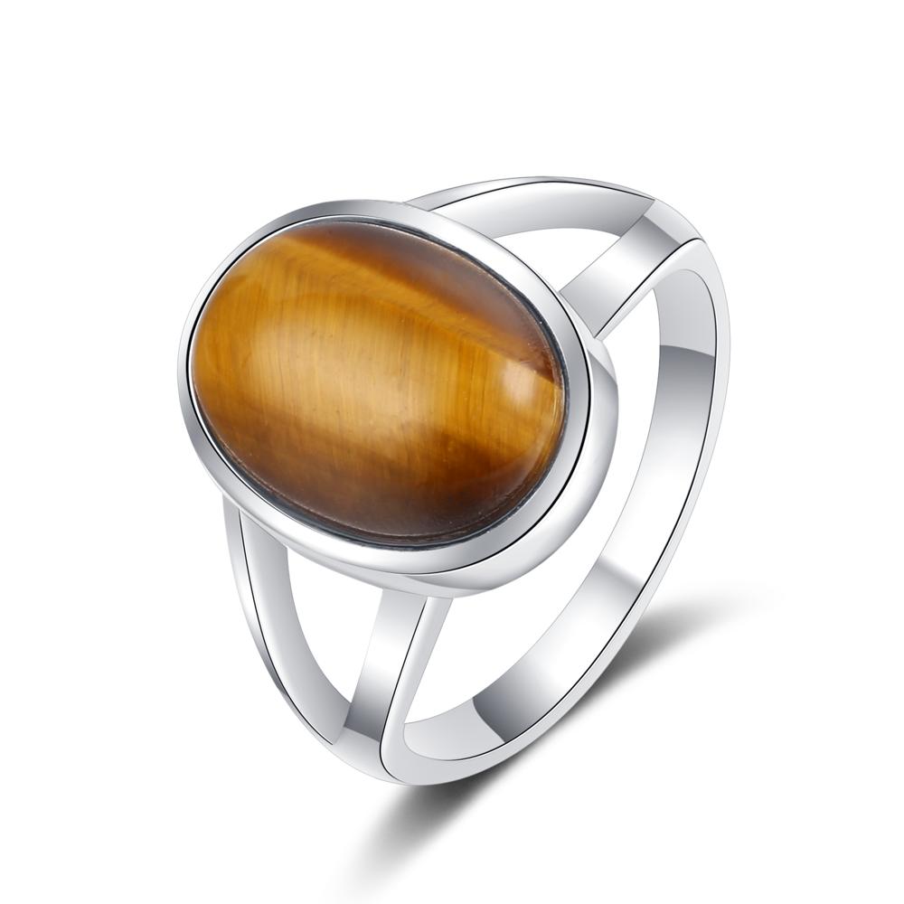 S925 Silver Ring Natural 10*14mm Big Labradorite Simple Tiger Eye Jewelry for Women Men Large Stone Vintage Jewelry Gift