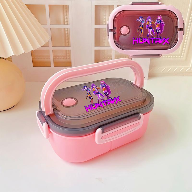 KPop Demon Hunters Portable Bento Lunch Boxs Girl Boy Compartment Fruit Food Microwave Box Picnic Fresh Gift Kid Friendly Entertaining Fun Play Safe
