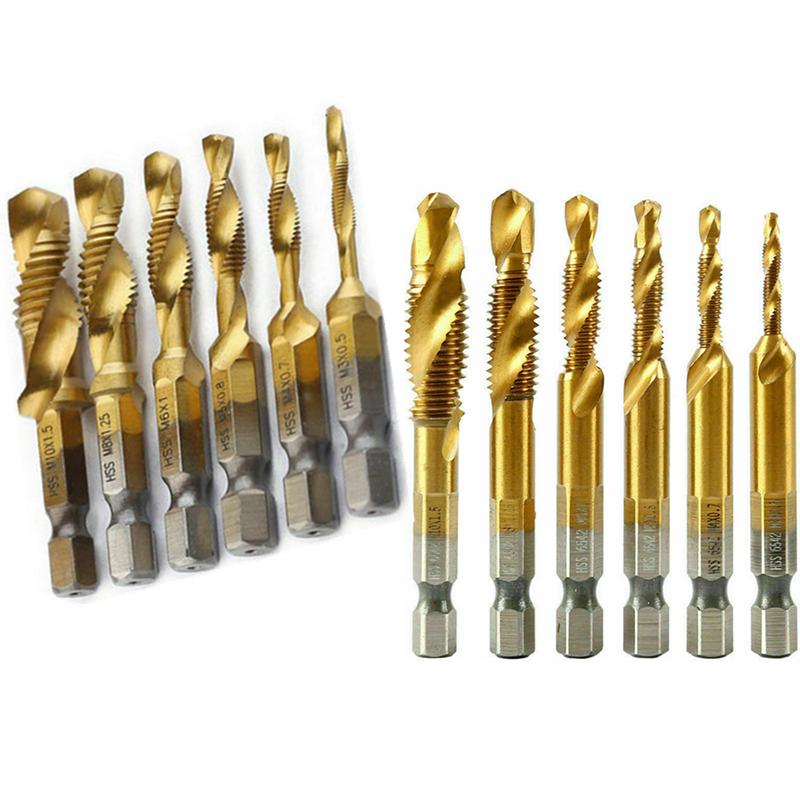 1PCS Hex Shank Titanium Plated Screw Thread Drill Bits Set Compound Tap M3-M10 1PCS Hex Shank Titanium Plated Screw Thread Drill Bits Set Compound Tap M3-M10