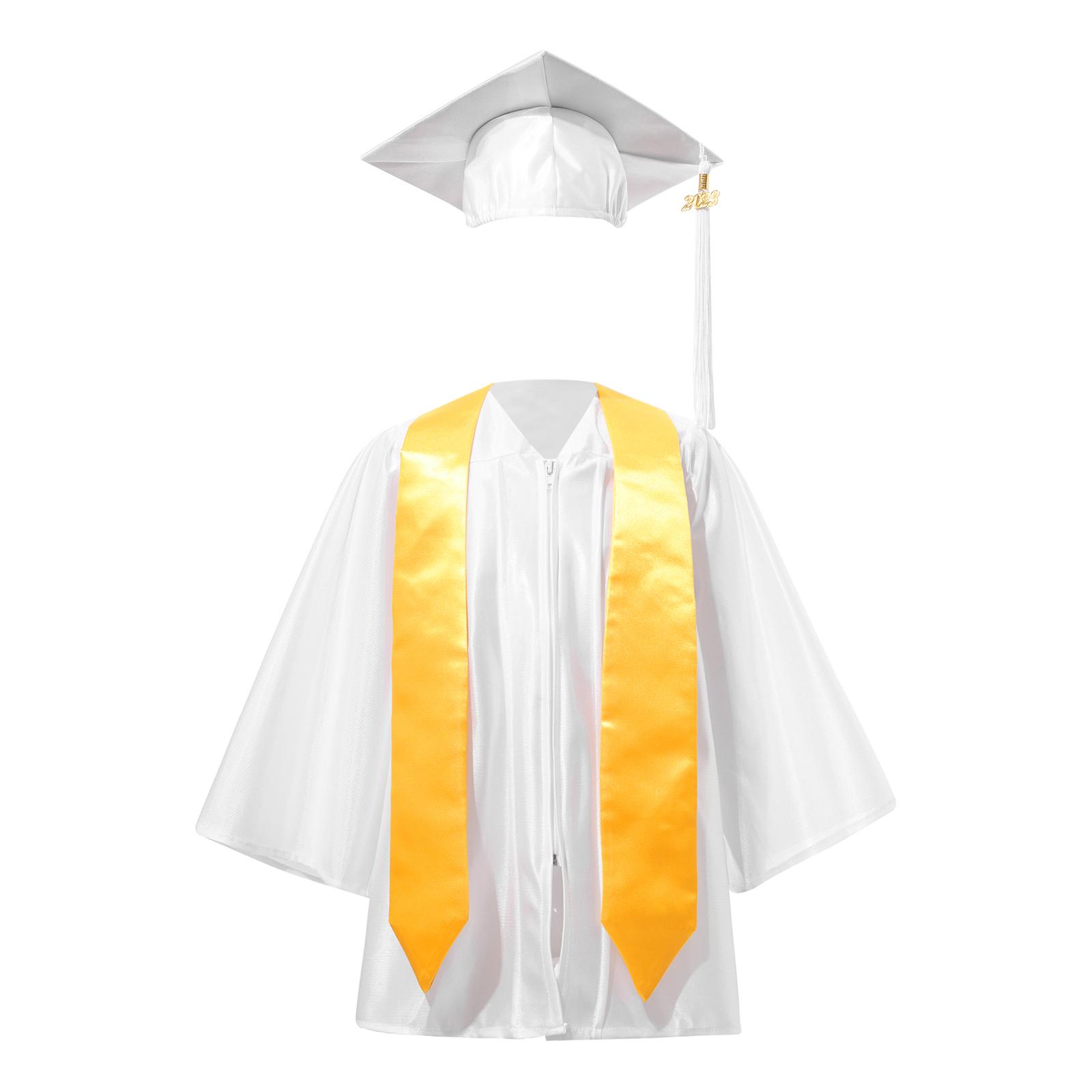 

Дитячий випускний комплект: мантія, шапочка дошкільника, значок 2023, китиця, пояс, костюм для дитячого садка 5-6 Years білий