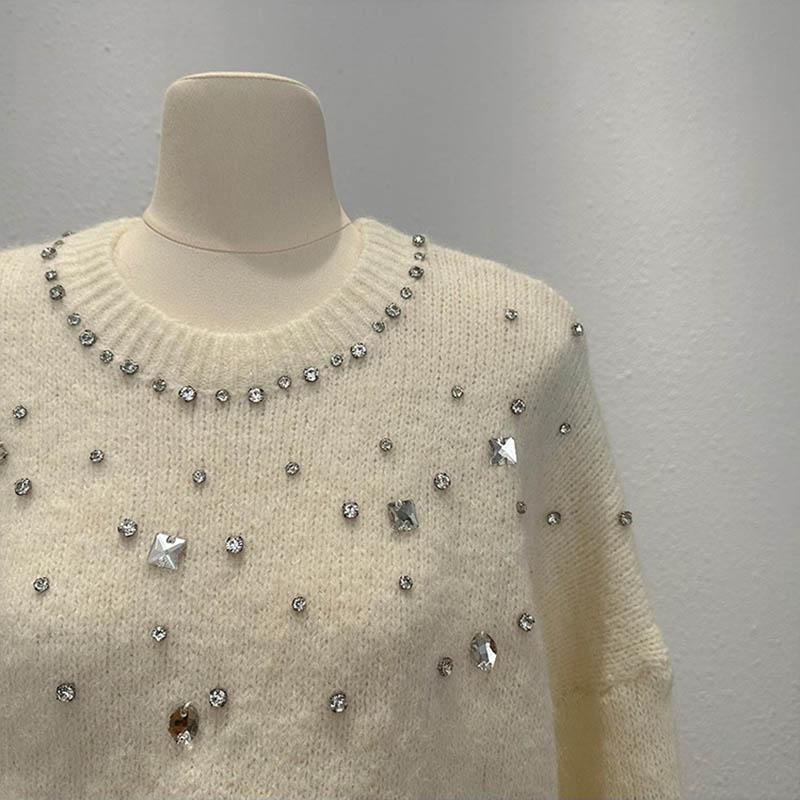 Sweater for Women Autumn Winter Thickened  Warm Knitted Stretchy Long Sleeve Oversize Tops