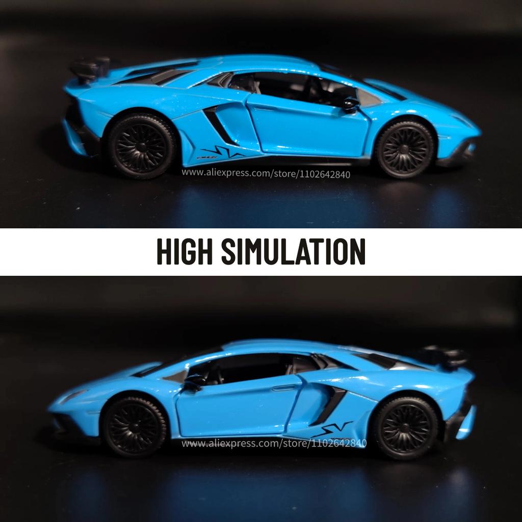 1/36 Lamborghini Aventador Replica Muscle Car Modello Scala Metallo Pressofuso Miniatura Arte Veicolo Pullback Regalo di Natale Bambino Ragazzo Giocattolo