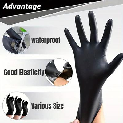 20/100PCS Black Nitrile Gloves Household Kitchen Bathroom Cleaning Gloves Dishwashing Nail Art Hair Dye Pets Latex