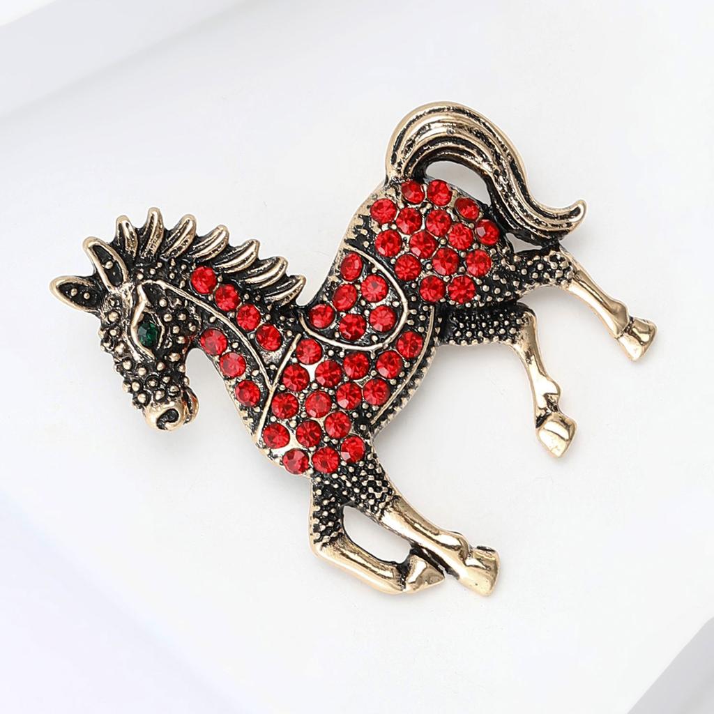 Vintage Rhinestone Horse Brooch for Women Animal Banquets Pins Party Accessories