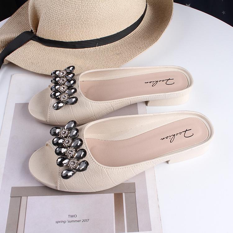 Yuzhihao Women s Stylish Rhinestone Flat Backless Sandals 40-41