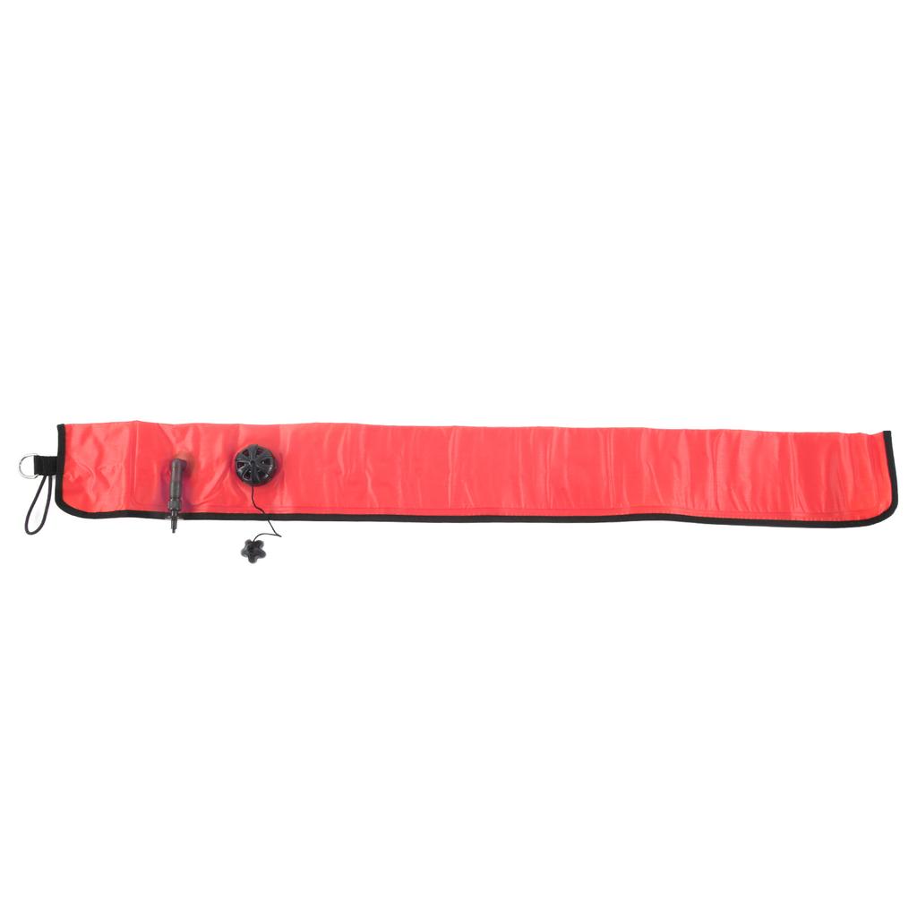 Diving Surface Marker Buoy Diver Inflatable Safety Signal Tube with Vent Valve 1.15mx13cmOrange Red