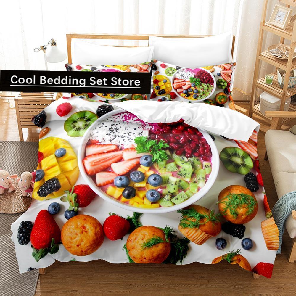 2014 Cartoon Erdbeere Gemüse und Obst Bettwäsche Set Einzel Twin Voll Königin King Size Bett Set Teenager Schlafzimmer Bettbezug S
