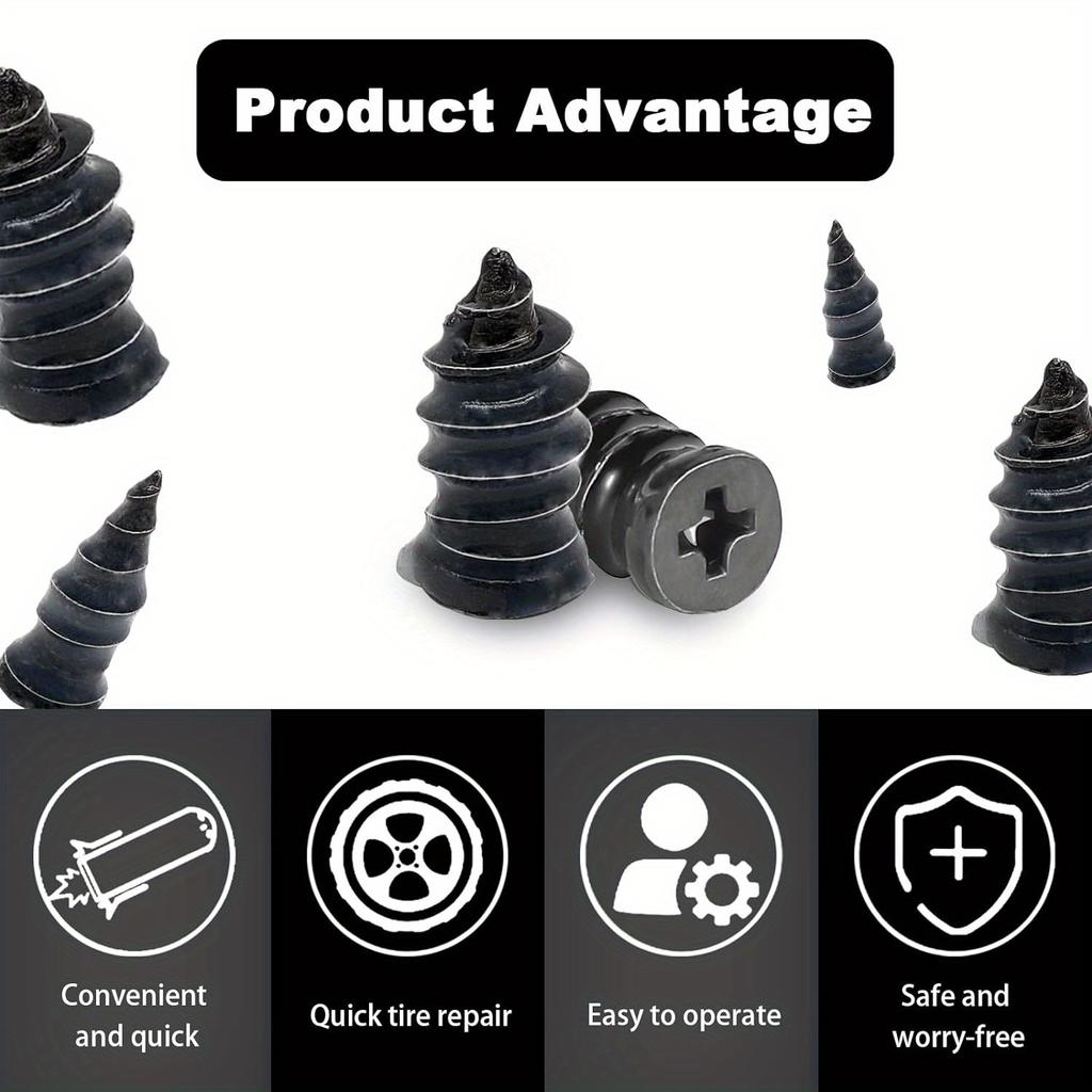 QuickFix RapidSeal Tire Repair Kit: 60pcs Durable Rubber Screw Plugs - Easy DIY Puncture Seal For All Vehicles Accessories