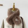 Soft waxy wind thickened solid color fluffy scarf to keep warm imitation Rex rabbit hair cross scarf plush collar women
