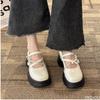 Fashion Thick soled pearl chain versatile small leather shoes spring autumn new styles simple versatile comfortable women's shoes