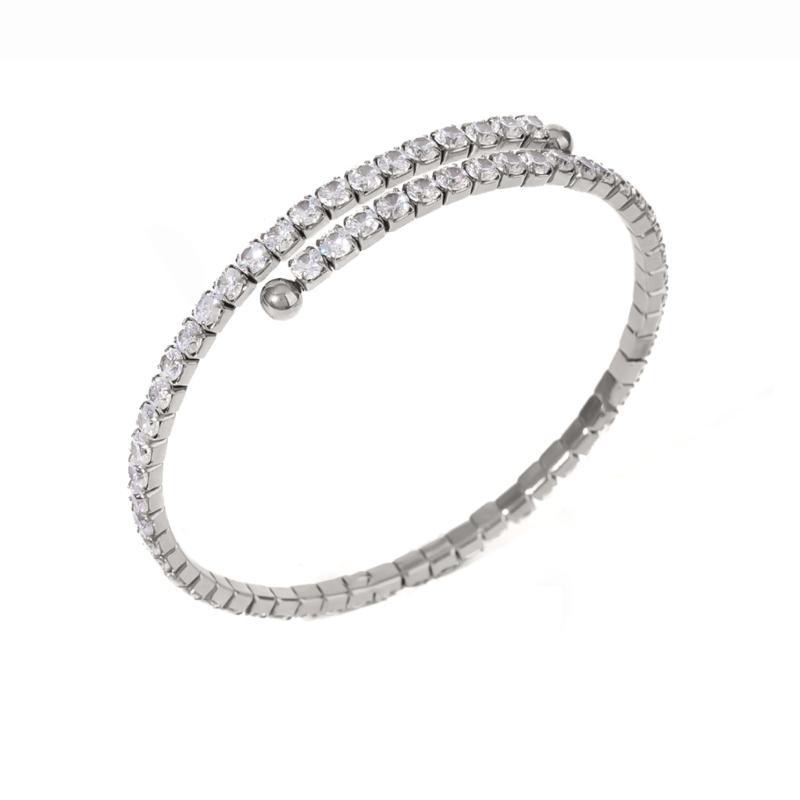A52E Fashionable Bangle With Zirconia Beads Women s Ethnic Fashion Wristband Jewelry Shinmmering Zircon Beaded Bangle Charm