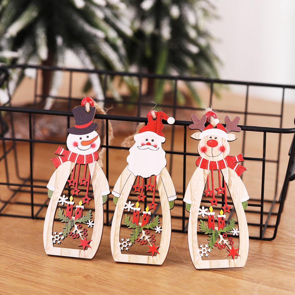 Creative Wooden Christmas Ornaments: Santa Claus Candle Hanger Santa Hollow Pendant