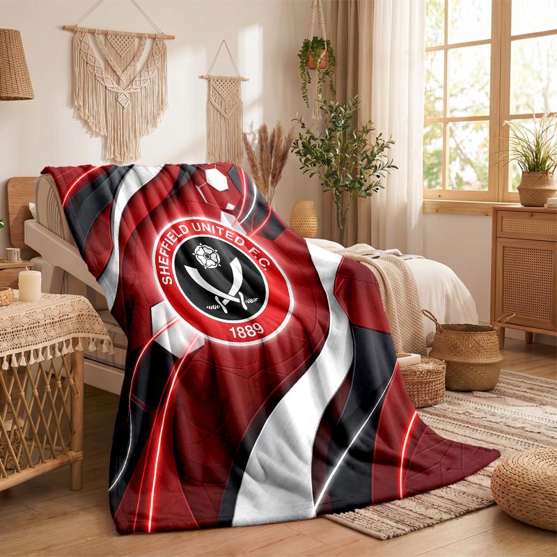 Sheffield United Football Print Flannel Blanket Soft Warm Sofa Bed Throw Blanket For Home Office Bedroom
