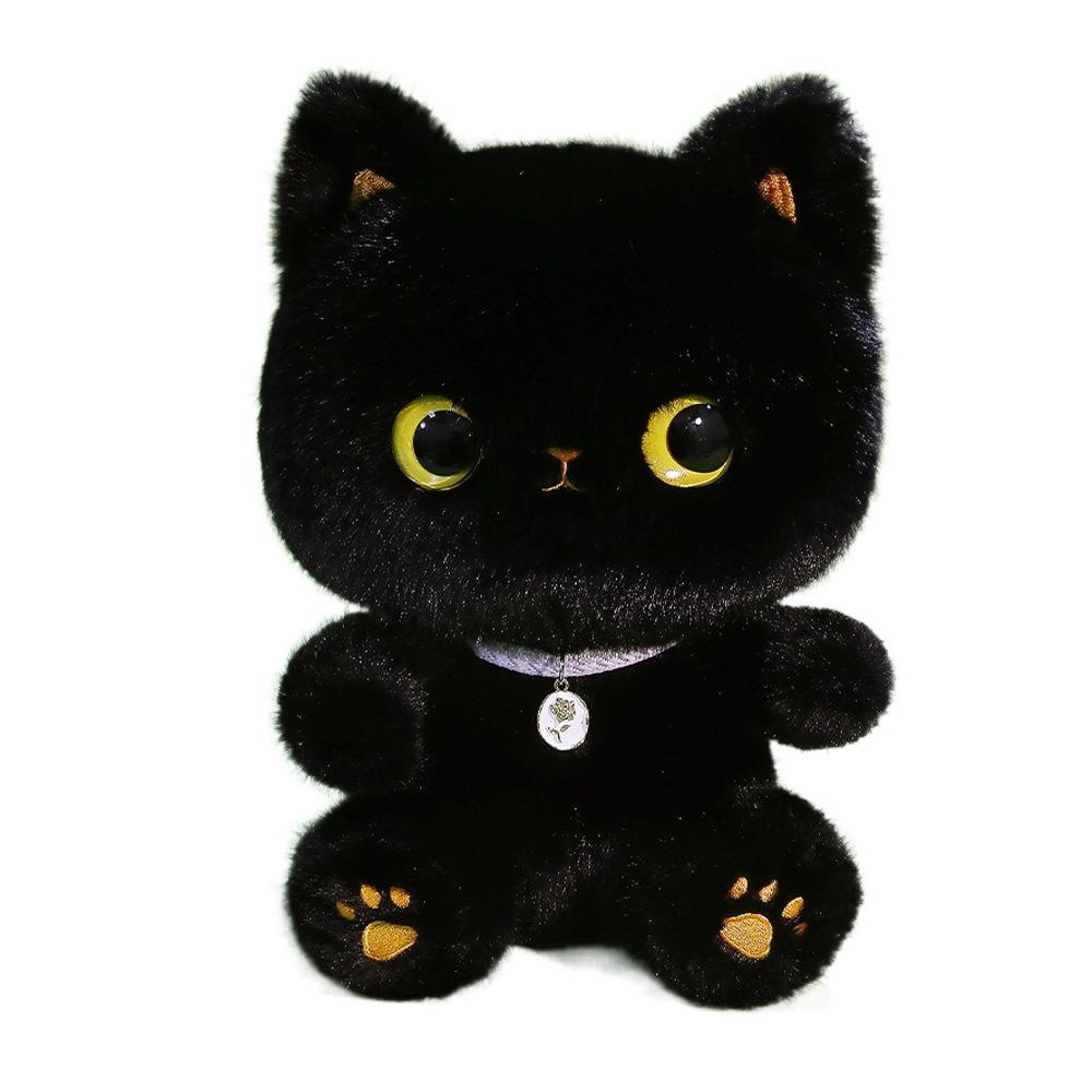 Stuffed Animals Black Cat Plush Toy Furry Cat Table Doll Siamese Cat Doll  Birthday Gifts