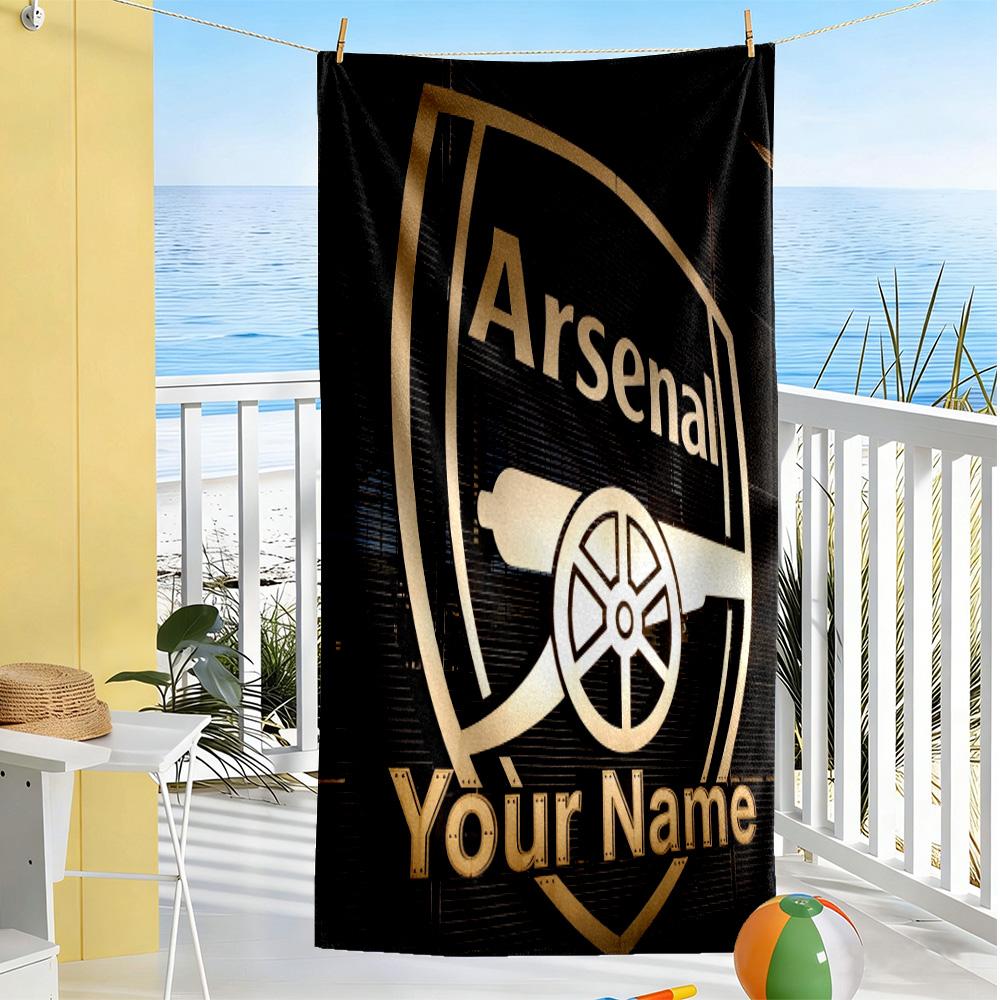 Arsenal F.c. Personalized Name Beach Towel Super Soft & Absorbent Perfect for Traveling Yoga Camping and Swimming