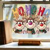 Glass Door Decor Christmas Static Cling Window Stickers, Cartoon Reindeer HOHOHO Art Decals, Surface Embellishments Festive Holiday for Home