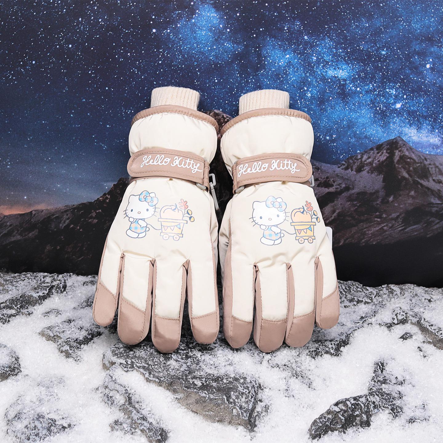 Sanrio Hello Kitty Kids Winter Ski Gloves - Warm, Cold-Proof, Touchscreen-Compatible for Outdoor Cycling 13-18 Years