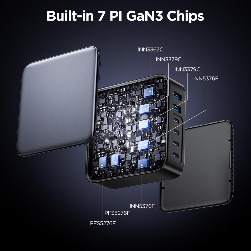 240W Multi-Port USB GaN Charger with PD3.1 and 140W Single-Port Charging