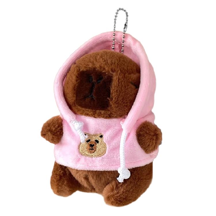 Lovely Hangings Decorations Sweet Plush Hoodies Capybara Keychain Pendant Keyring Decoration Bag Hangings Ornament