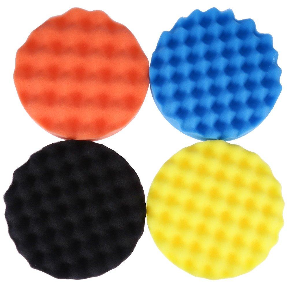 7Inch(180Mm) Car Sponge Buffing Pad Soft Wave Foam Pad Polishing Sponge Pads Kit For Car Polisher-4Pack