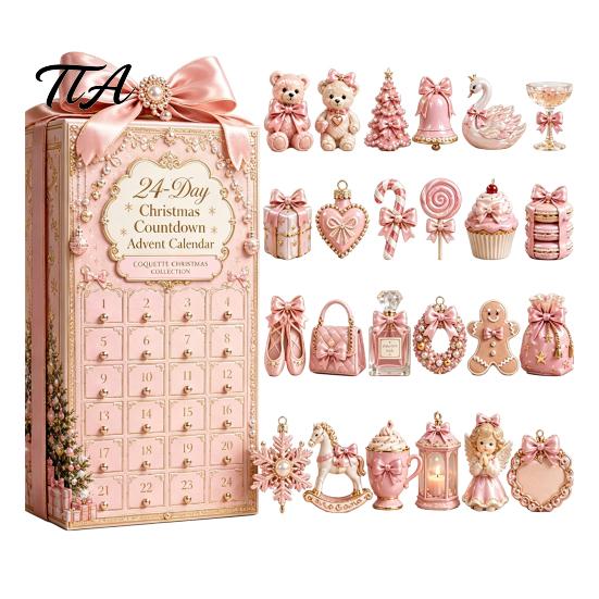 Christmas Advent Calendar 2024 2026 Nutcracker Calendar, 24-Day Acrylic Ornament Set with Classic Countdown Box for Soldier Figures, Tree Hanging