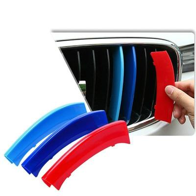 3 adet/grup Üç Renkli Trim Şeritler Araba Ön Izgara M Performans Tarzı Şekillendirici Aksesuarları E88 E60 E70 F33 F45 F31 F06 F04 F48 F25 F16 G15