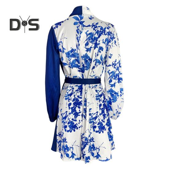 Abito da Donna Autunno Inverno con Allacciatura in Vita, Rever a V, A-line, Color Block, Stile Cappotto, Maniche Lunghe, Lavoro, Business, Miniabito