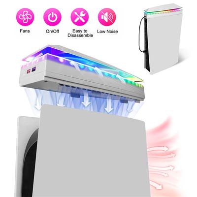 Console Cooling Fan With Dust Cover Colorful Led Light 2 Usb Port Upper Rgb Cooling Fan 3 Speed Cooler Fan For Ps5 Slim Console