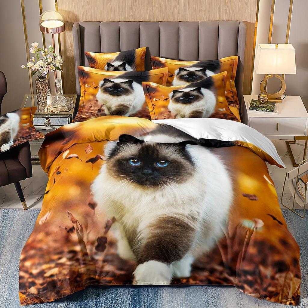 Kitten Bedding Set Boy and Girl Duvet Cover Pillow Cover King Size Duvet Cover, Children's Comforter Sets Gift 140x200cm.