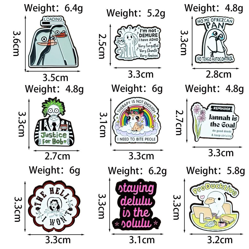 European & American Animal Series Brooch: Cute Cartoon Animals & English Letters Badges
