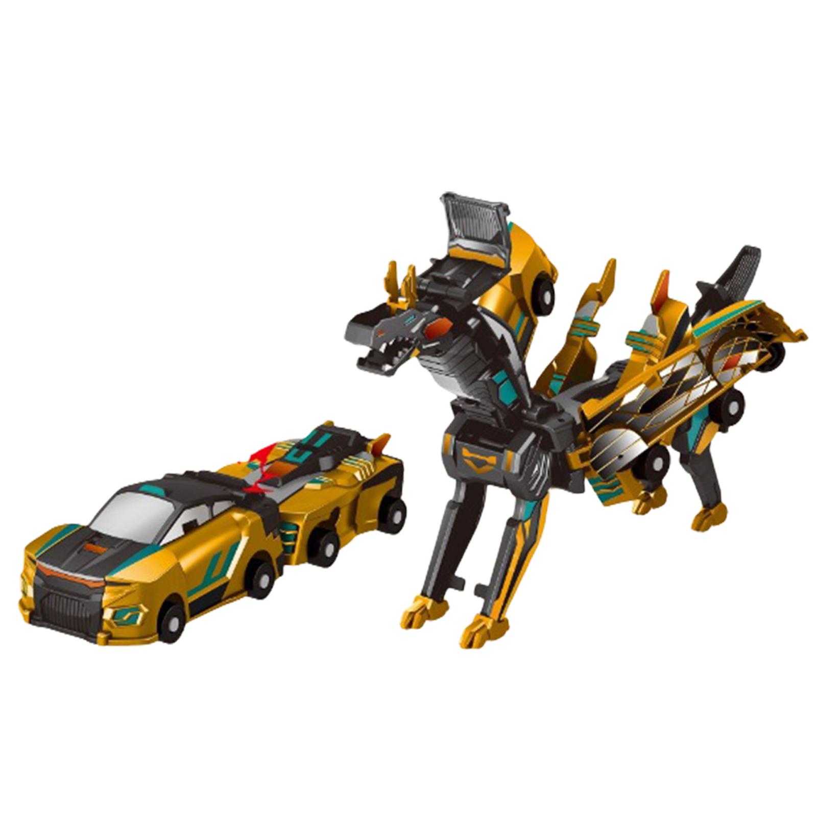 2-in-1 Collision Transforming Dinosaur Car Multi-Jointed Articulation Transforming Car Robot Toy for Kids Boys & Girls